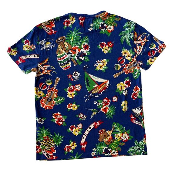 Polo Ralph Lauren Aloha Bear Shirt Men’s Small Hawaiian Graphic Tee Crew Neck - Picture 2 of 5